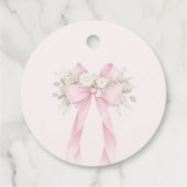 Pink Bow Baby Shower floral Thank you フェイバータグ (裏面)