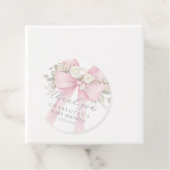 Pink Bow Baby Shower floral Thank you フェイバータグ (インサイチュ)