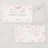 Pink Bow Baby Shower Girl Diaper Raffle エンクロージャーカード (正面/裏面)