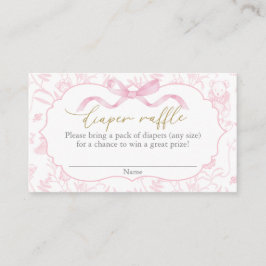 Pink Bow Baby Shower Girl Diaper Raffle エンクロージャーカード
