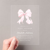 Pink Bow Baby Shower Invitation アクリル招待状 (インサイチュ (ポータブル))