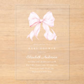 Pink Bow Baby Shower Invitation アクリル招待状 (正面)