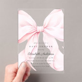 Pink Bow Baby Shower Invitation アクリル招待状 (インサイチュ (ポータブル))