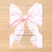 Pink Bow Baby Shower Invitation アクリル招待状 (正面)