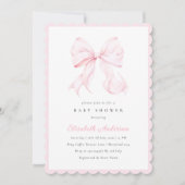 Pink Bow Baby Shower Invitation 招待状 (正面)
