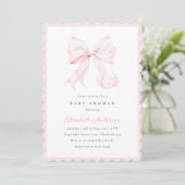 Pink Bow Baby Shower Invitation 招待状 (スタンド正面)