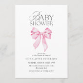 Pink Bow Baby Shower Invitation 招待状 (正面)