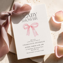 Pink Bow Baby Shower Invitation