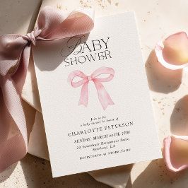 Pink Bow Baby Shower Invitation 招待状