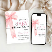 Pink Bow Baby Shower Invitation 招待状