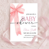Pink Bow Baby Shower Invitation 招待状