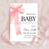Pink Bow Baby Shower Invitation 招待状