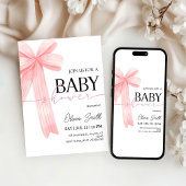 Pink Bow Baby Shower Invitation 招待状