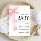 Pink Bow Baby Shower Invitation 招待状