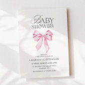 Pink Bow Baby Shower Invitation 招待状