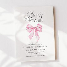Pink Bow Baby Shower Invitation