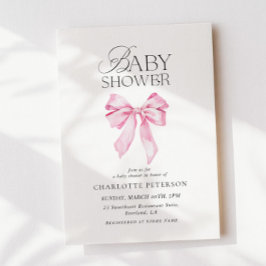Pink Bow Baby Shower Invitation 招待状