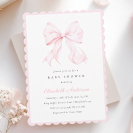 Pink Bow Baby Shower Invitation 招待状