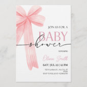 Pink Bow Baby Shower Invitation 招待状 (正面)