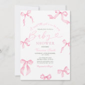 Pink Bow Baby Shower Invitation 招待状 (正面)