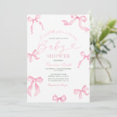 Pink Bow Baby Shower Invitation 招待状 (スタンド正面)