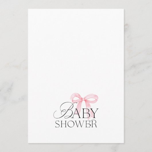 Pink Bow Baby Shower Invitation 招待状 (裏面)