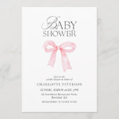 Pink Bow Baby Shower Invitation 招待状 (正面)