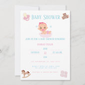 Pink Bow Baby Shower Invitation Customizable 招待状 (正面)