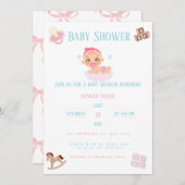 Pink Bow Baby Shower Invitation Customizable 招待状 (正面/裏面)