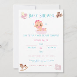 Pink Bow Baby Shower Invitation Customizable 招待状
