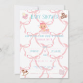 Pink Bow Baby Shower Invitation Customizable 招待状 (正面)