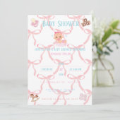 Pink Bow Baby Shower Invitation Customizable 招待状 (スタンド正面)