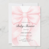 Pink Bow Baby Shower Invitation | Elegant Coquette 招待状 (正面)