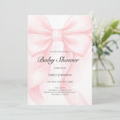 Pink Bow Baby Shower Invitation | Elegant Coquette 招待状 (スタンド正面)