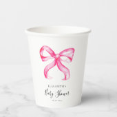 Pink Bow Baby Shower Minimal Elegant Coquette 紙コップ (正面)