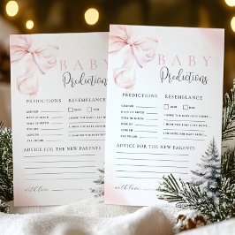 Pink Bow Baby Shower Prediction & Advice Game