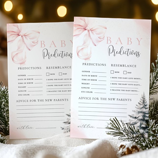 Pink Bow Baby Shower Prediction & Advice Game (クリエイターアップロード済み)