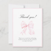 Pink Bow Baby Shower Thank You Note Card ノートカード (正面)