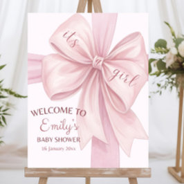 Pink Bow Baby Shower Welcome Sign Template, Pink 