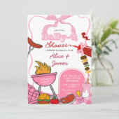 Pink Bow Backyard BabyQ Baby Shower 招待状 (スタンド正面)