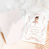 Pink Bow Ballerina Tutu Cute Girl Birthday 招待状