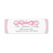 Pink Bow Baptism Envelope Return Address Label ラベル (正面)