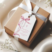 Pink Bow Baptism Favor Gift Tag ギフトタグ