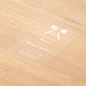 pink bow Baptism girl アクリル招待状 (レイダウン)