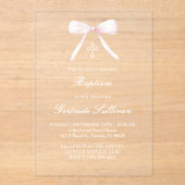 pink bow Baptism girl アクリル招待状 (正面)