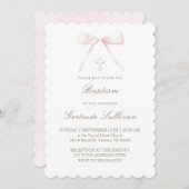 pink bow | Baptism girl 招待状 (正面/裏面)