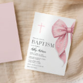 Pink Bow Baptism Girl Invitation 招待状
