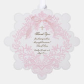 pink bow Baptism thank you  オーナメントカード (裏面)