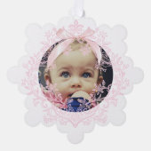 pink bow Baptism thank you  オーナメントカード (正面)