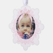 pink bow Baptism thank you  オーナメントカード (左)